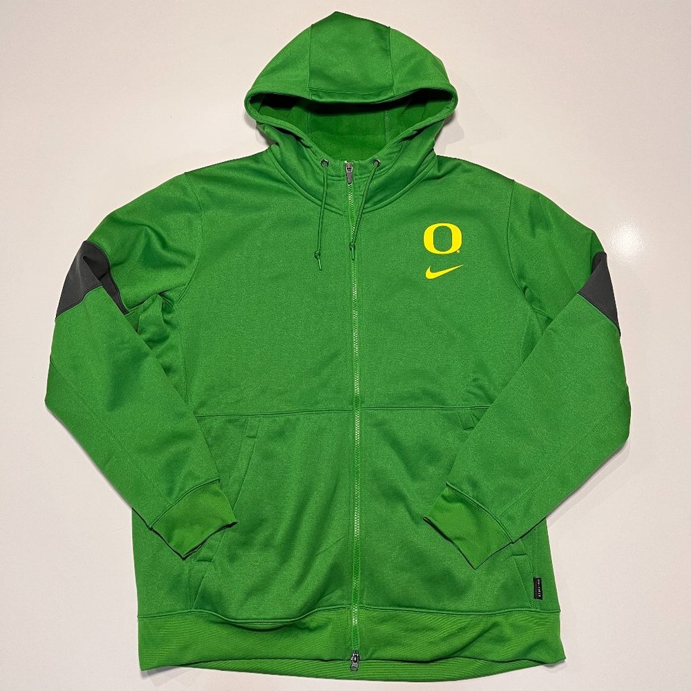 Oregon Ducks Nike On Field Fleece Hoodie Mens XL Full Zip Green Dri Fit Jacket
